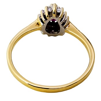 9ct gold Ruby / Diamond Cluster Ring size S